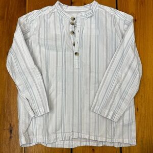 Wheat Danish Kids Striped Henley Shirt Minimalist Cotton Neutral Boutique White